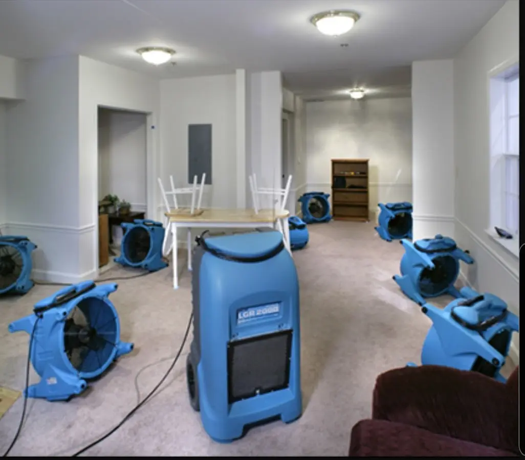Air movers and dehumidifier setup for Water Extraction & Removal in Marcy